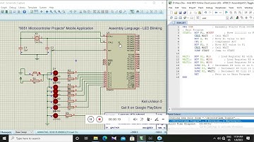 8051 Assembly Language LED Blinking + AT89C51