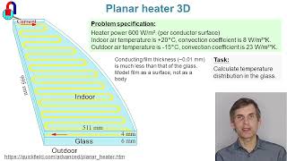 Planar film heater. QuickField FEA software simulation example.
