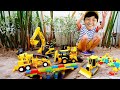 중장비 자동차 장난감 메가블럭 다리만들기 포크레인 휠로더 트럭 모래놀이  Construction Car Toys Build Bridge Color Block