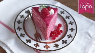 Raspberry Red Velvet Crepe Cake