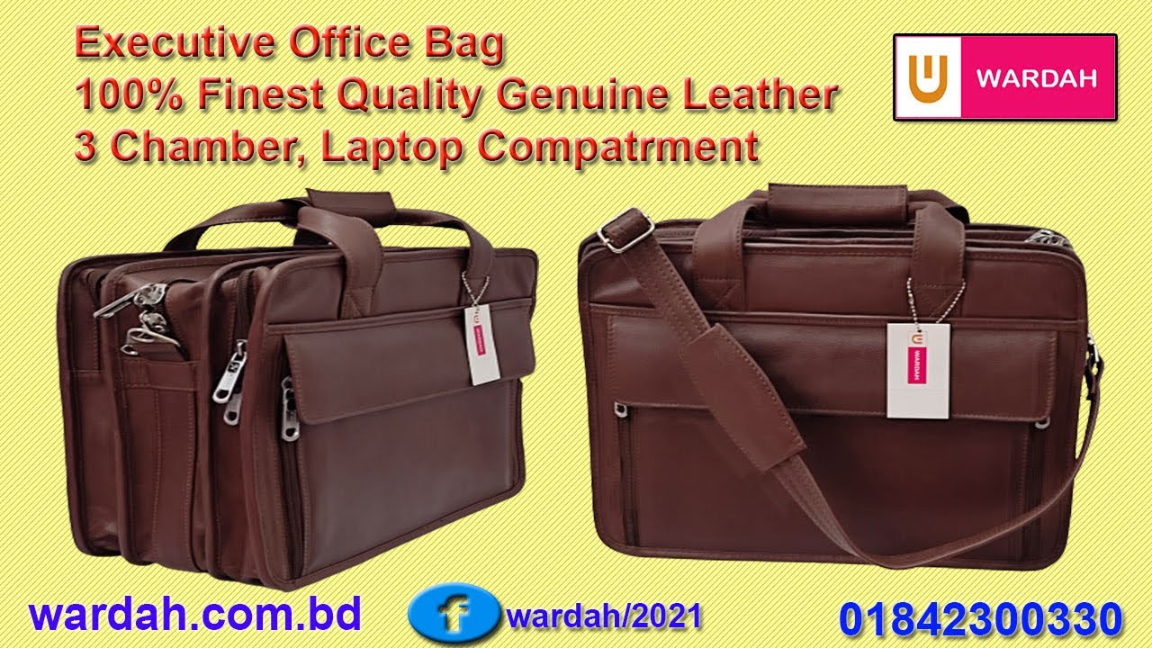 Premium Quality Executive Office Bag, 100 Original Leather 3 chamber