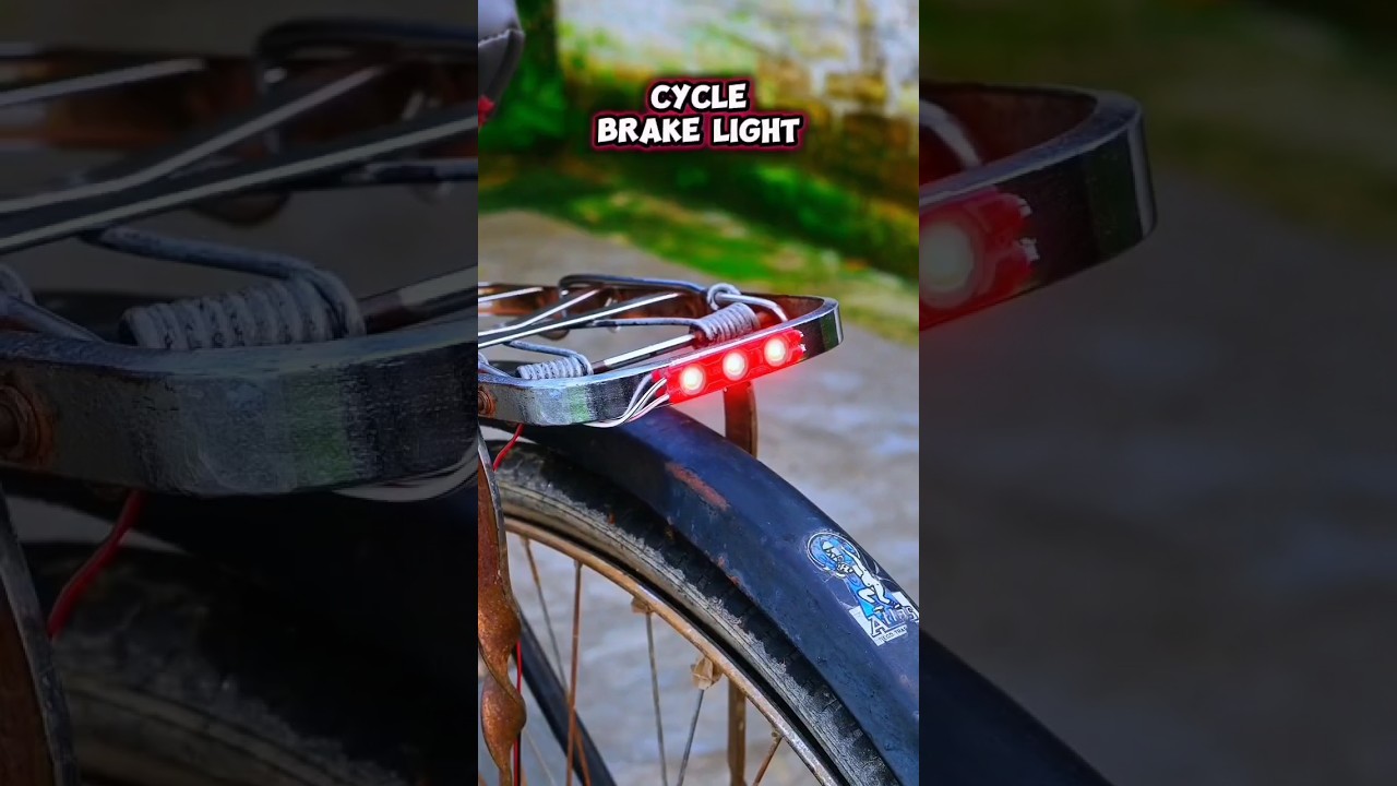 Cycle में लगा दिया | Flasher Brake Light 🚦#brakelight #bycyclelight #diy #shorts #modify