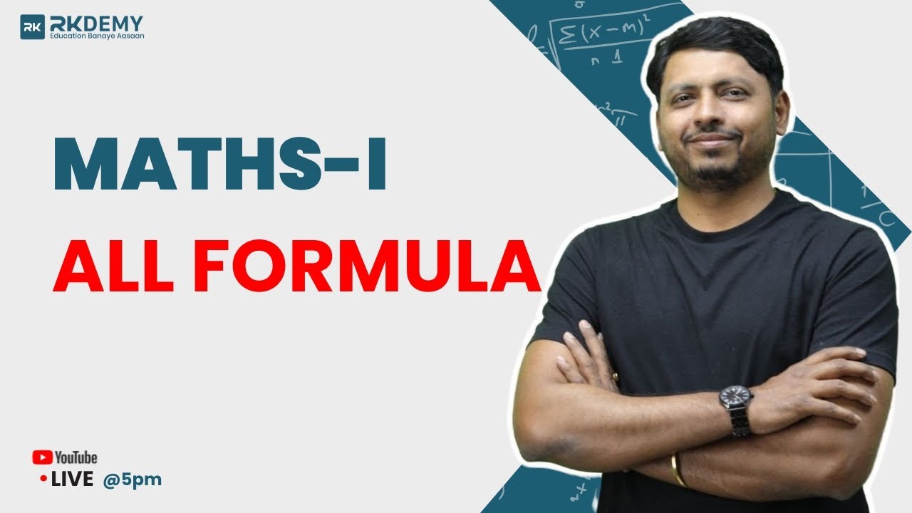 MATHS-I ALL FORMULA | RK SIR | RKDEMY - YouTube