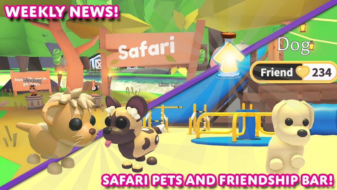 Adopt Me! on X: 🥰 Safari & Friendship Bar! 🥰 🏜️ New safari-themed area!  🐗 New pets: Ostrich and Warthog! 🦦 Bond with your favorite pet & gain Age-Up  potions! 🐕‍🦺 New