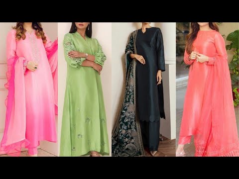 Plain Silk Dress Design // Stylish Raw Silk Dress Designing Ideas For Girls  And woman. - YouTube