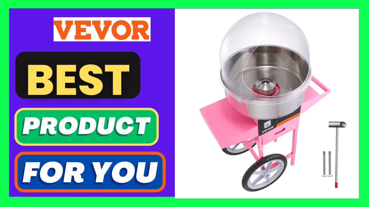 VEVOR Electric Cotton Candy Machine Cart with Bubble Cover