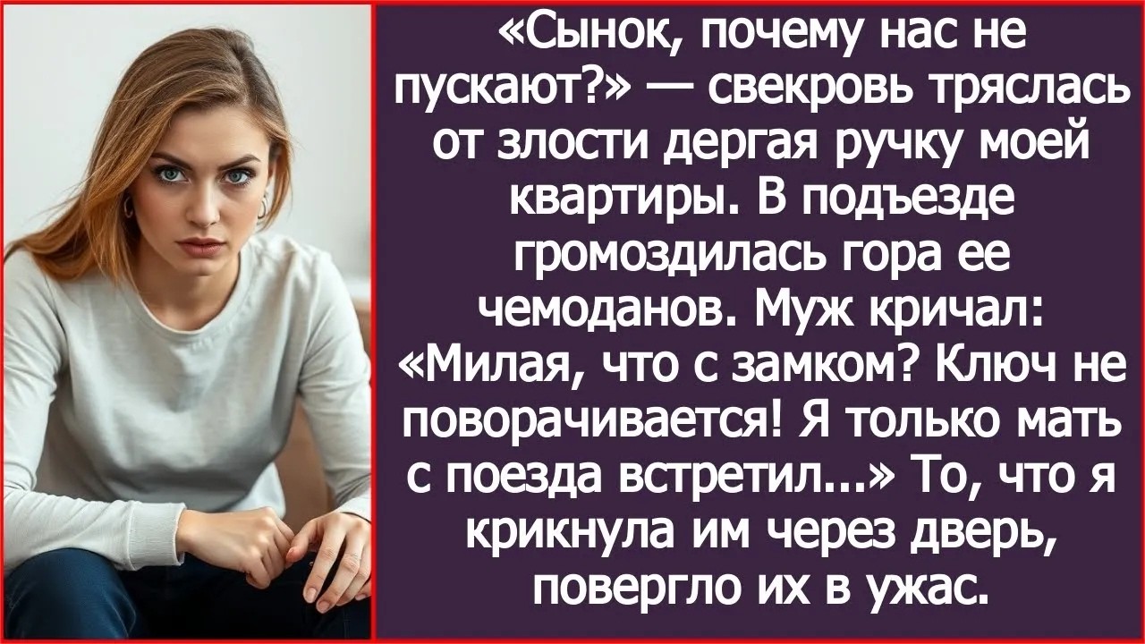 «Сынок, почему нас не пускают» — свекровь тряслась от злости дергая ручку моей квартиры