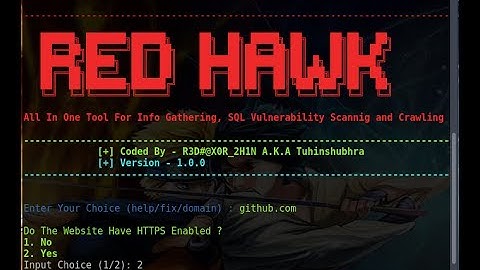 RED HAWK - Information Gathering | SQL Vulnerability Scanning and Crawling Usage Demo