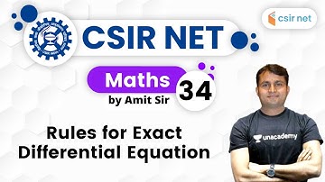 05:00 PM - CSIR UGC NET 2020 | Maths by Amit Kumar | Rules for Exact Differential Equation