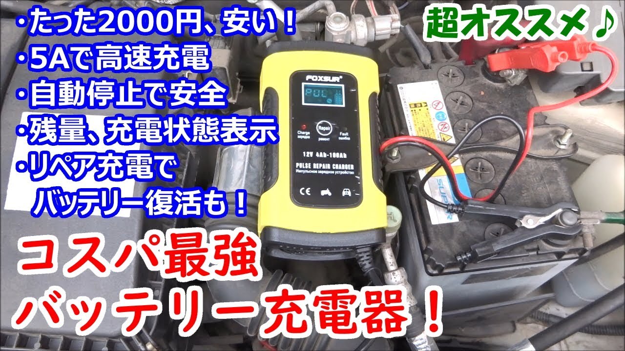 FOXSUR バッテリー充電器 12V バイク 24V トラック カーバッテリー