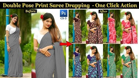 Realistic Saree Draping Photoshop Action | Saree Pattern Mockup | Fashion Catalog Editing PSD Tool