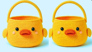 💯💥AMAZING💯👍CROCHET DUCK BASKET🐣KNITTING DESIGN DUCK BASKET MAKING TUTORIAL VERY EASY #duck #basket