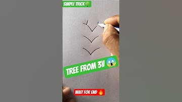 🌳WOW! Tree Drawing Using Just 3 ‘V’ Letters 😱🔥 | Super Easy & Creative Art #Shorts #art #drawing