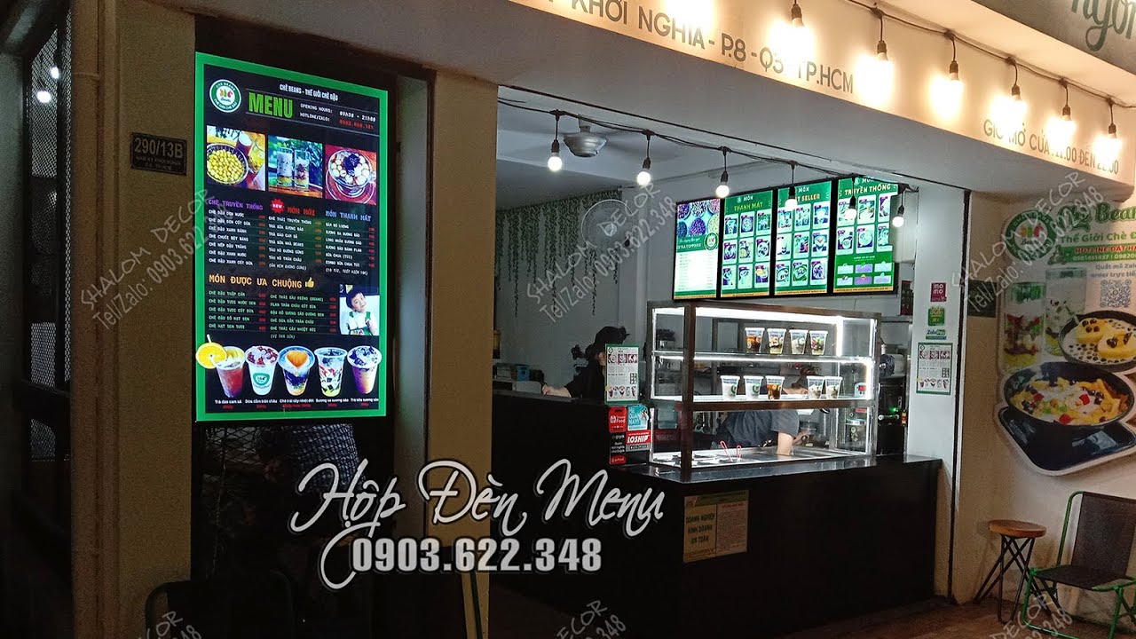 Lặp đặt hộp đèn Led MENU SIÊU MỎNG treo quầy, treo vách tường rất dễ ...