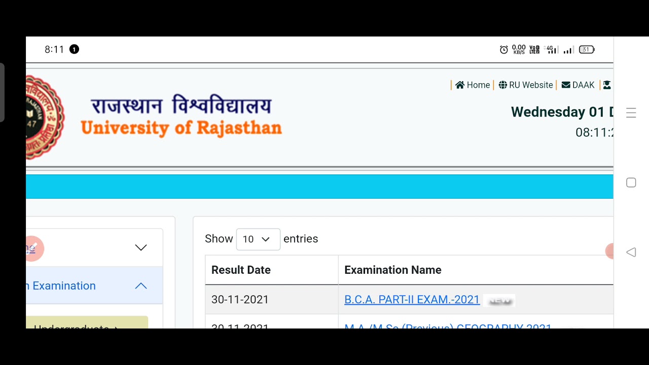 some results for MSc final and previous year RAJASTHAN UNIVERSITY