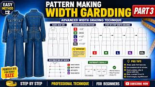 Pattern Making Width Grading Tutorial | Base Size M to XXL | Easy Grading Method | Part 3