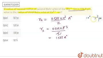 If radius of secondradius of second Bohr orbit of the He^(+) ion is 105.8 pm, what is the radius...