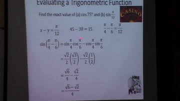 Sum and Difference Angles exact value sin pi over 12