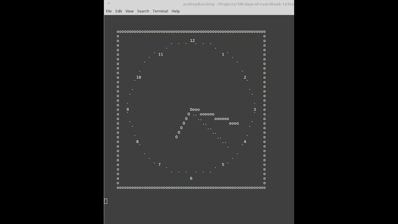 Analog ASCII-clock on Rust - YouTube