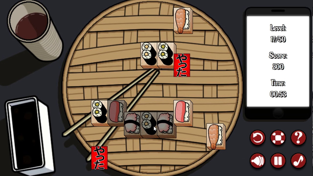 お寿司がテーマの上海パズル Sushi Mahjong 無料ゲームnet