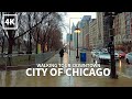 [4K] Rainy Day in Downtown Chicago, Michigan Avenue and Millennium Park, Rain and City Sounds