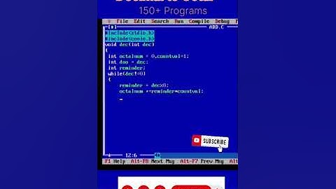 program of decimal to octal conversion in C | #shorts #ytshorts #youtubeshorts #trending #youtube