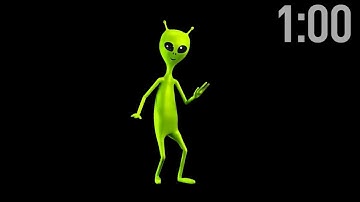 1 Minute Countdown Timer (with Music) | Animated Cartoon Alien Dancing