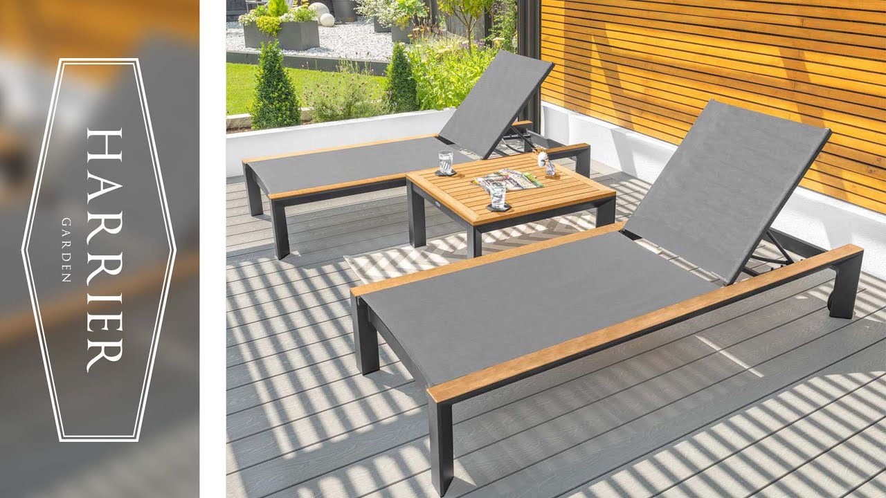 Harrier | Luxury Aluminium Sun Lounger - Charcoal/Teak