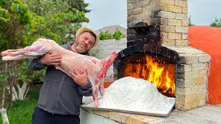 Whole Young Lamb Cooked Under a Layer of Salt in the Oven
