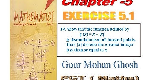 Q.No.19 Show that the function defined by g(x) = x – [x] is discontinuous at all integral points.