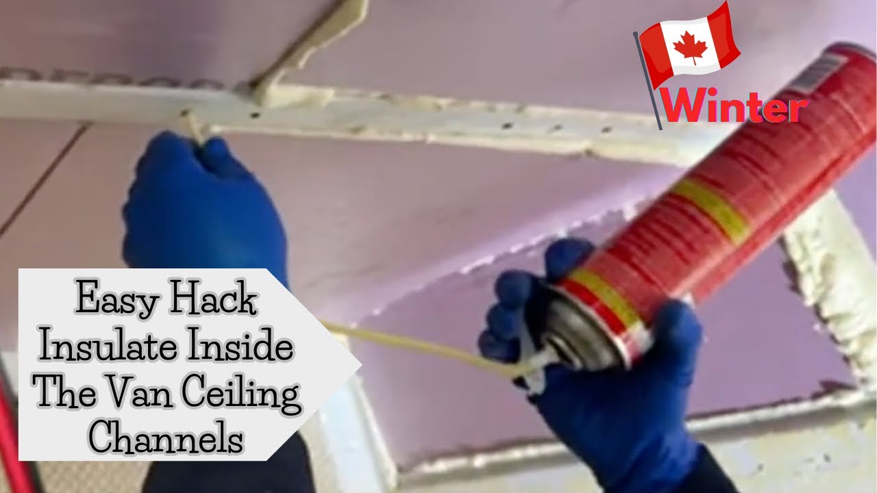 EASY HACK to insulate the channels inside the van ceiling - YouTube