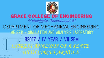 EX. NO :01 STRESS ANALYSIS OF A PLATE WITH CIRCULAR HOLE
