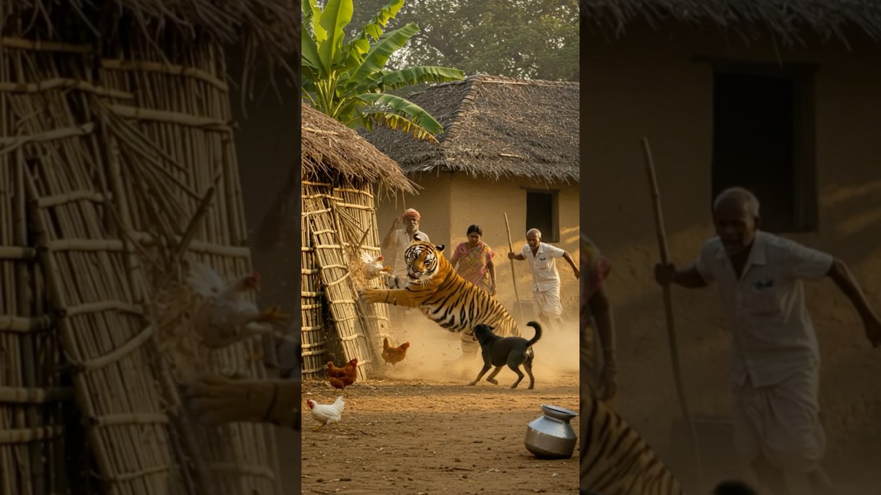 Bengal Tiger Attacks Chicken Coop in Rural India!