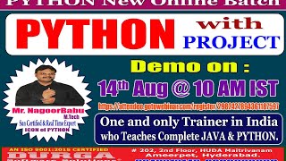 Python With Project  Demo Youtube Live stream On 14-08-2020@ 10:00 AM
