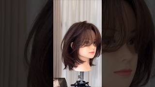 Layered Bob with Curtain Bangs #youtubeshorts #ytshorts #haircuttutorial #hairstyling