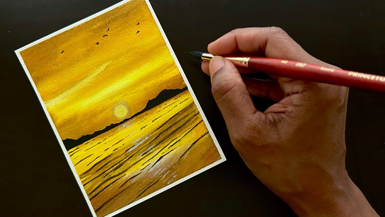 Painting Realistic Sunrise With Watercolors Easy Step By Step Watercolor Process Video For Beginners