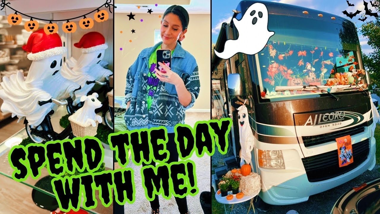 Decorating My Parents' RV for FALL & HALLOWEEN!🎃 + GRWM - Makeup Routine & More Spooky Christmas!🖤