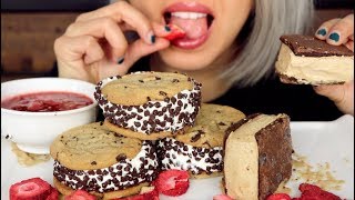 ASMR Eating Ice Cream Sandwiches ft Strawberry Sauce *No Talking screenshot 4