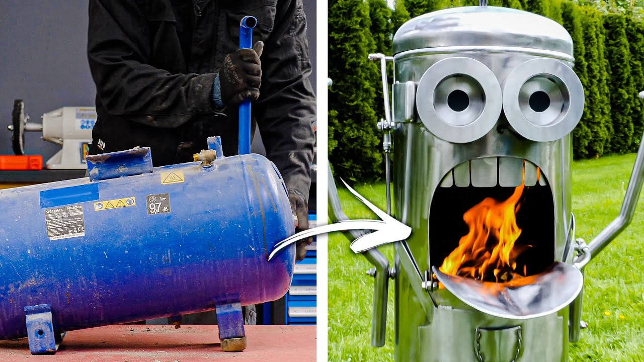 Rusty Old Air Compressor Turned Into Minion BBQ Grill || Metalworking project