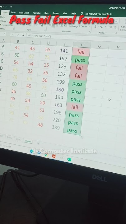 How to students pass or fail formula in Excel sheet🔥 #youtubeshorts # ...