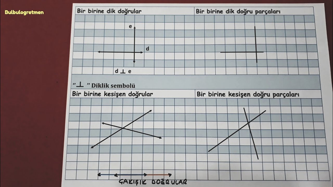 5.sınıf doğru, ışın, doğru parçası, paralel,kesişen, dik doğrular ve ...