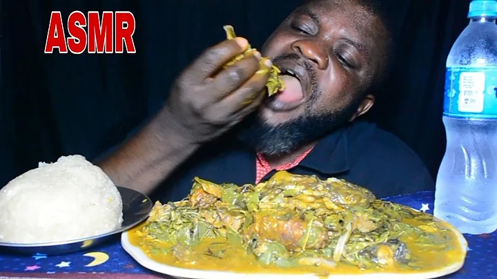 Asmr Mukbang Cocoyam Oha Soup With Assorted Meat And Garri Fufu/African Food.