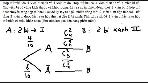 Sở Khánh Hòa: Hộp thứ nhất có 4 viên bi xanh và 1 viên bi đỏ. Hộp thứ hai có 3 viên bi xanh và 6