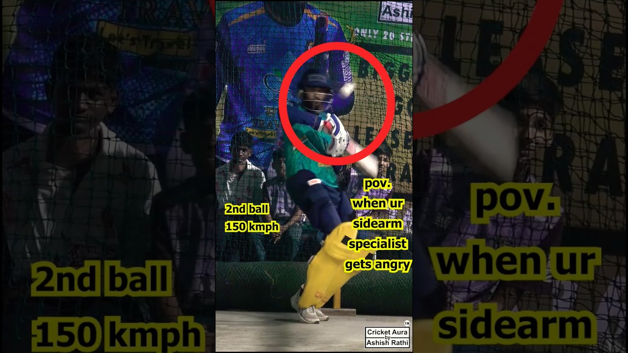 2nd ball - dangerous 150kmph bouncer..batter's reaction "sigh of relief" #cricketaura #cricketvideos