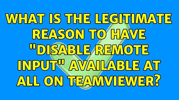 What is the legitimate reason to have "disable remote input" available at all on TeamViewer?