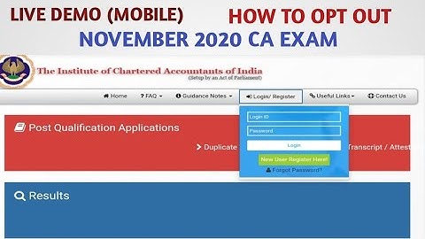 LIVE: DEMO HOW TO OPT OUT |CA EXAM NOV20| OPT OUT FULL PROCESS | CHARTERED STUDIES