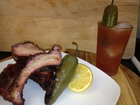 Caribbean Ribs with a Mango Rum BBQ Sauce and a smokey cocktail!