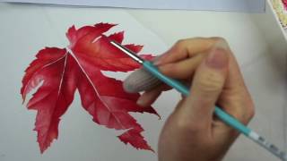 Realistic Autumn Leaf in Watercolor ~ Time Lapse