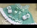 Vestido de crochê “Ana Clara” TAM 0-3 meses (com explicações para tamanhos maiores)