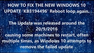 How To Fix Windows 10 Cumulative Update KB3194496 Fail To Install Windows Update stuck at 0% Video